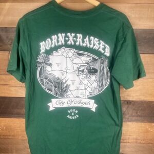 Born X Raised City of Angels Graphic T-Shirt Mens Medium Green Map Tee BXR